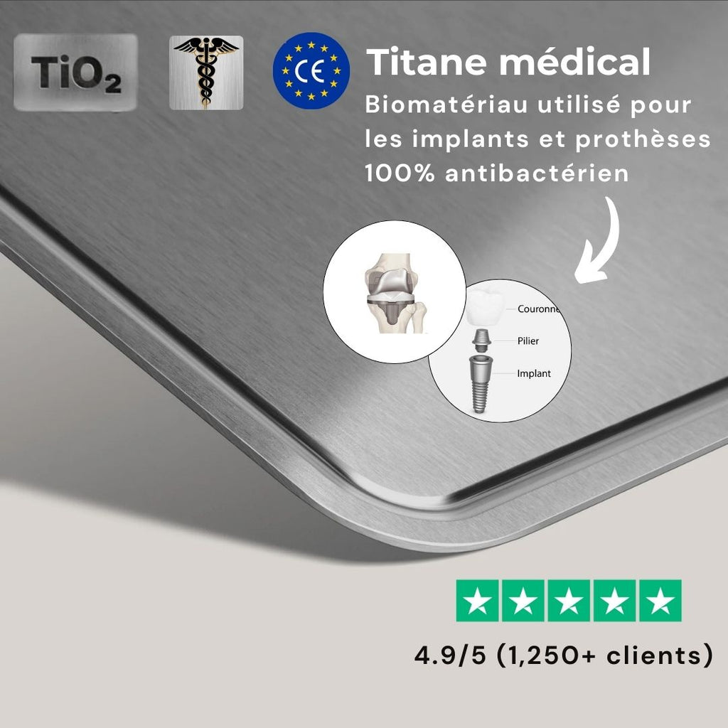 Planche certifiée titane pur 36x25cm